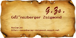 Günszberger Zsigmond névjegykártya